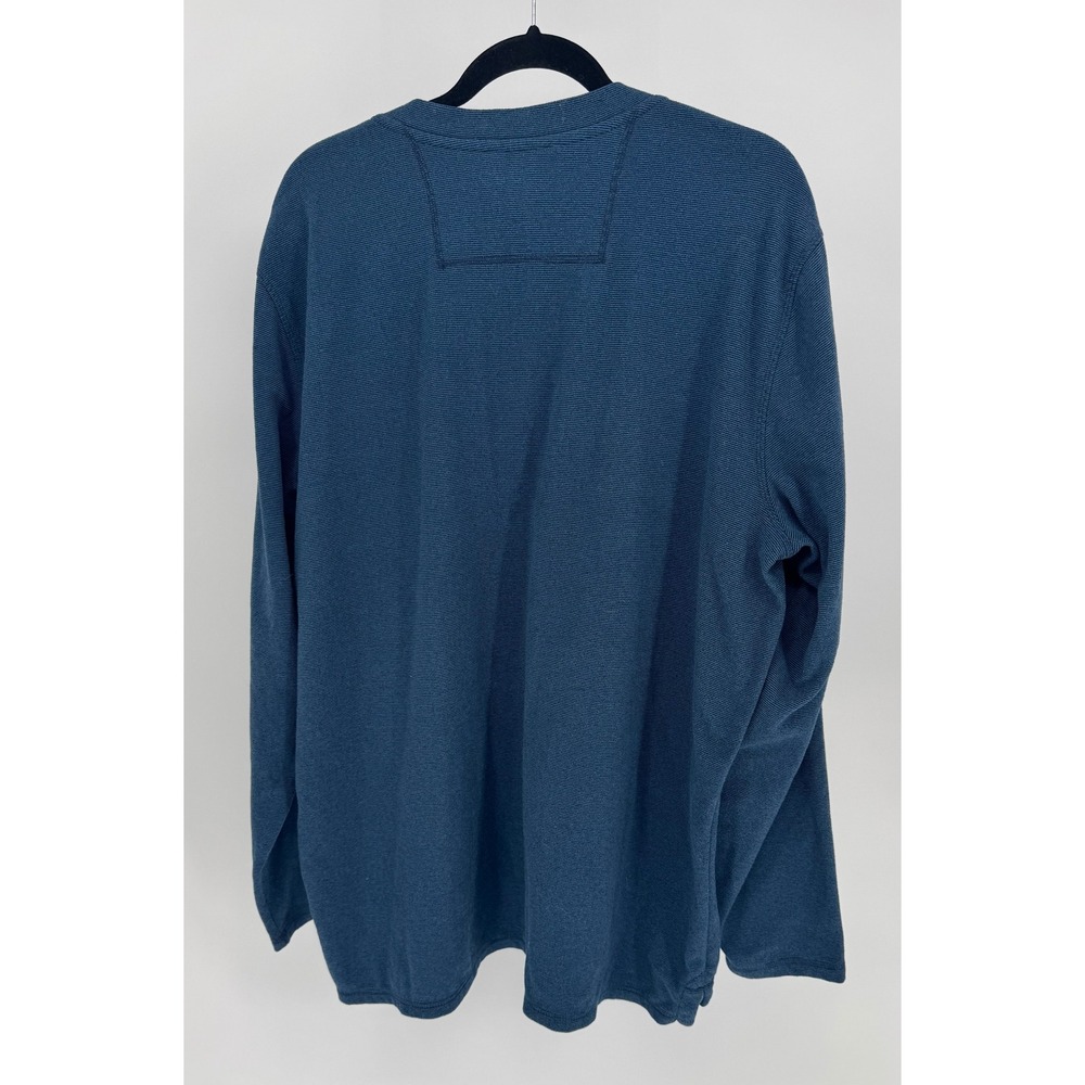 LLBean Mens Blue Striped Long Sleeve Henley Pocket Shirt XL Tall - Picture 3 of 6